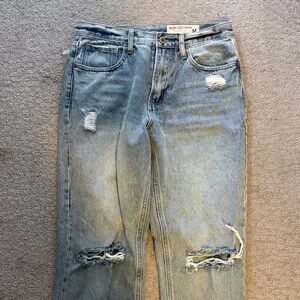 High Waist Distressed Light Blue Jeans